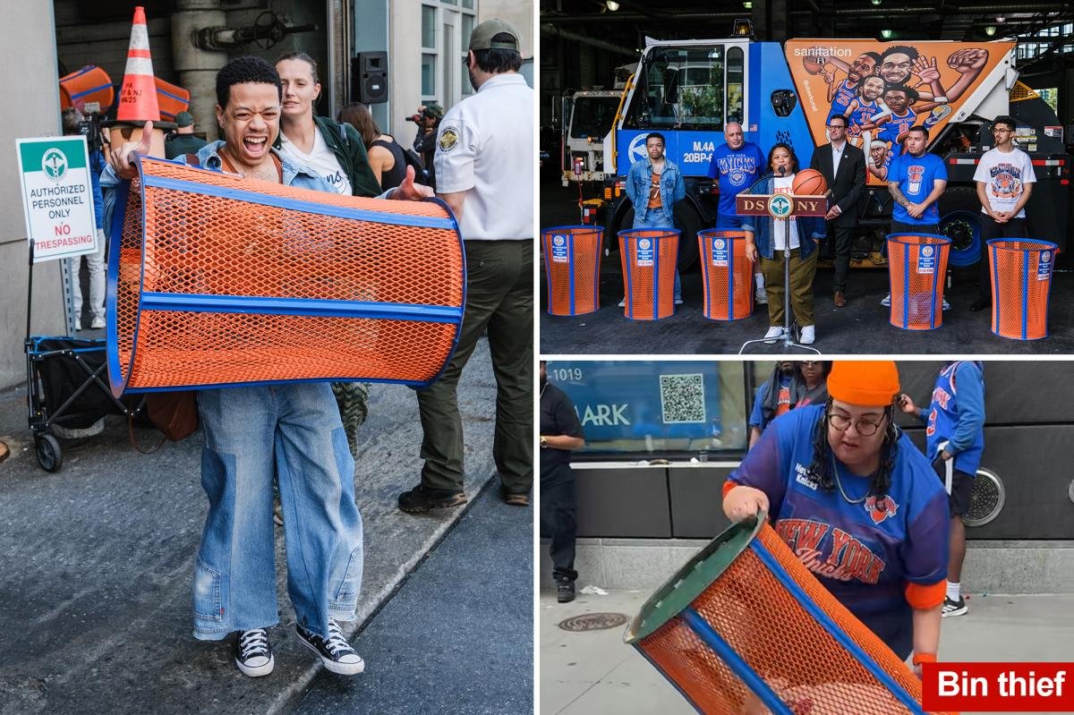 Read more about the article Five lucky winners take home  Knicks-themed trash bins like one that cost JP Morgan exec her job