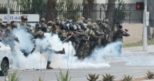 Read more about the article Man who threw cinder block chunks during anti-ICE protest in L.A. gets prison sentence