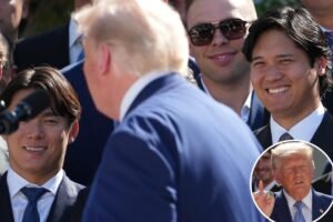 Read more about the article President Trump makes Shohei Ohtani, Yoshinobu Yamamoto joke on Dodgers’ White House visit