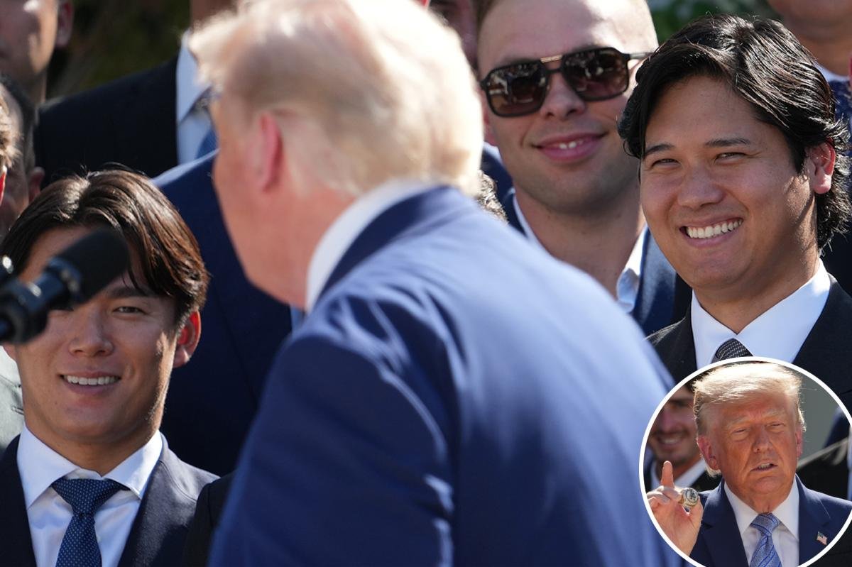 You are currently viewing President Trump makes Shohei Ohtani, Yoshinobu Yamamoto joke on Dodgers’ White House visit