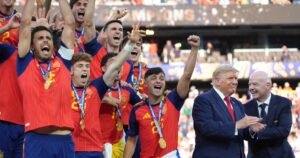 Read more about the article Trump lingers awkwardly long after presenting World Cup trophy to Spain. It could have been worse