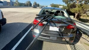Read more about the article California driver survives after metal pipes pierce car in highway crash