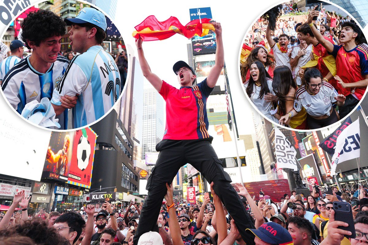 Read more about the article Spain, Argentina fans take over NYC for World Cup final: photos