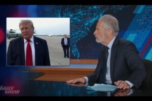 Read more about the article Jon Stewart loses his mind after spotting âa backup Trumpâ strolling behind president: âWho in the world?âÂ 