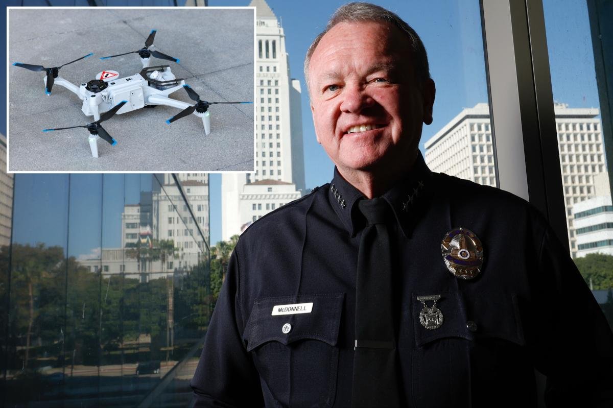 You are currently viewing LAPD chief reveals plan to double drone fleet to tackle homicides, kidnappings and burglaries amid cop shortage