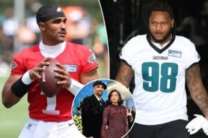 Read more about the article The unusual gift Jalen Hurts’ wife gave him for Eagles training camp  — that’s now cherished by Jalen Carter