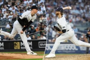 Read more about the article Yankees relievers quiet Dodgers lineup to salvage doubleheader split after Aaron Boone’s Game 1 sacrifice