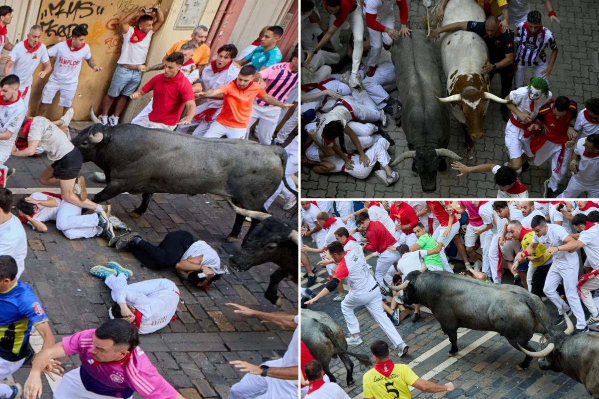 You are currently viewing Runner gored in face as bulls charged through thrill-seeking crowds during Spain’s famed run
