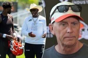 Read more about the article Deion Sanders meets with new Browns coach Todd Monken, watches Shedeur at camp