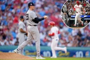 Read more about the article Yankees sunk by pitching clunker in loss to Phillies as life without Cody Bellinger begins with dud