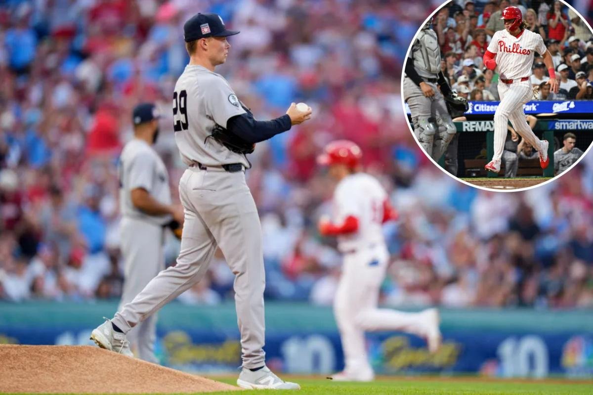 You are currently viewing Yankees sunk by pitching clunker in loss to Phillies as life without Cody Bellinger begins with dud