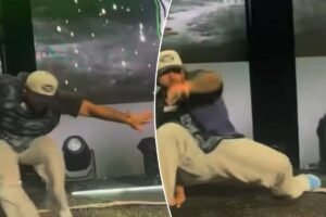 Read more about the article Giants’ Cam Skattebo botches backflip at Fanatics Fest in worrying scene — nine months after devastating ankle injury