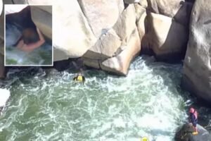 Read more about the article Heart-pounding moment woman rescued from SoCal river after falling into raging rapid