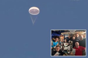 Read more about the article US-Russian space crew lands in Kazakhstan after an 8-month stint on the ISS