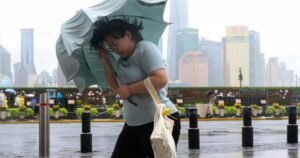 Read more about the article Shanghai cancels at least 1,300 flights as Typhoon Dolphin hits China’s eastern coast