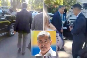 Read more about the article Awkward moment Xavier Becerra ducks reporters after slipping out of press conference at state Capitol