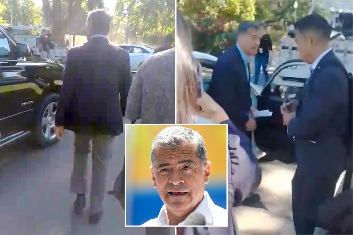 You are currently viewing Awkward moment Xavier Becerra ducks reporters after slipping out of press conference at state Capitol