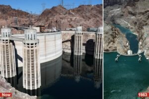 Read more about the article Mountains revealed in massive West Coast reservoir as water levels near historic lows