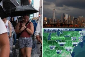 Read more about the article Powerful thunderstorms, flooding threaten East Coast through weekend amid sweltering heat