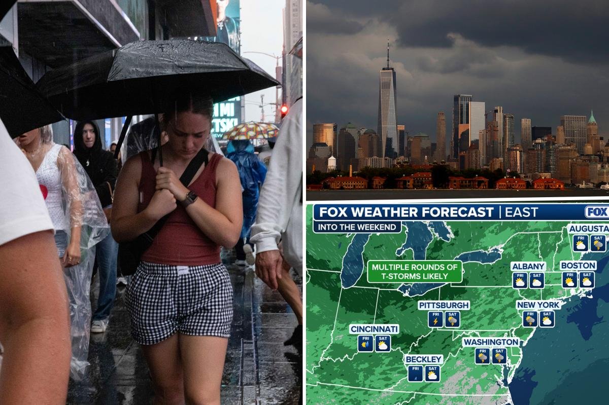 Read more about the article Powerful thunderstorms, flooding threaten East Coast through weekend amid sweltering heat