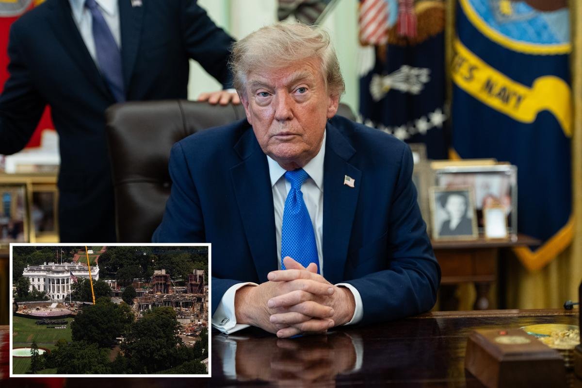 You are currently viewing Trump posts image of fortified ‘drone port’ atop White House ballroom in rebuke to judges