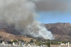 Read more about the article Flames roar near Burbank homes as wildfire prompts evacuation orders