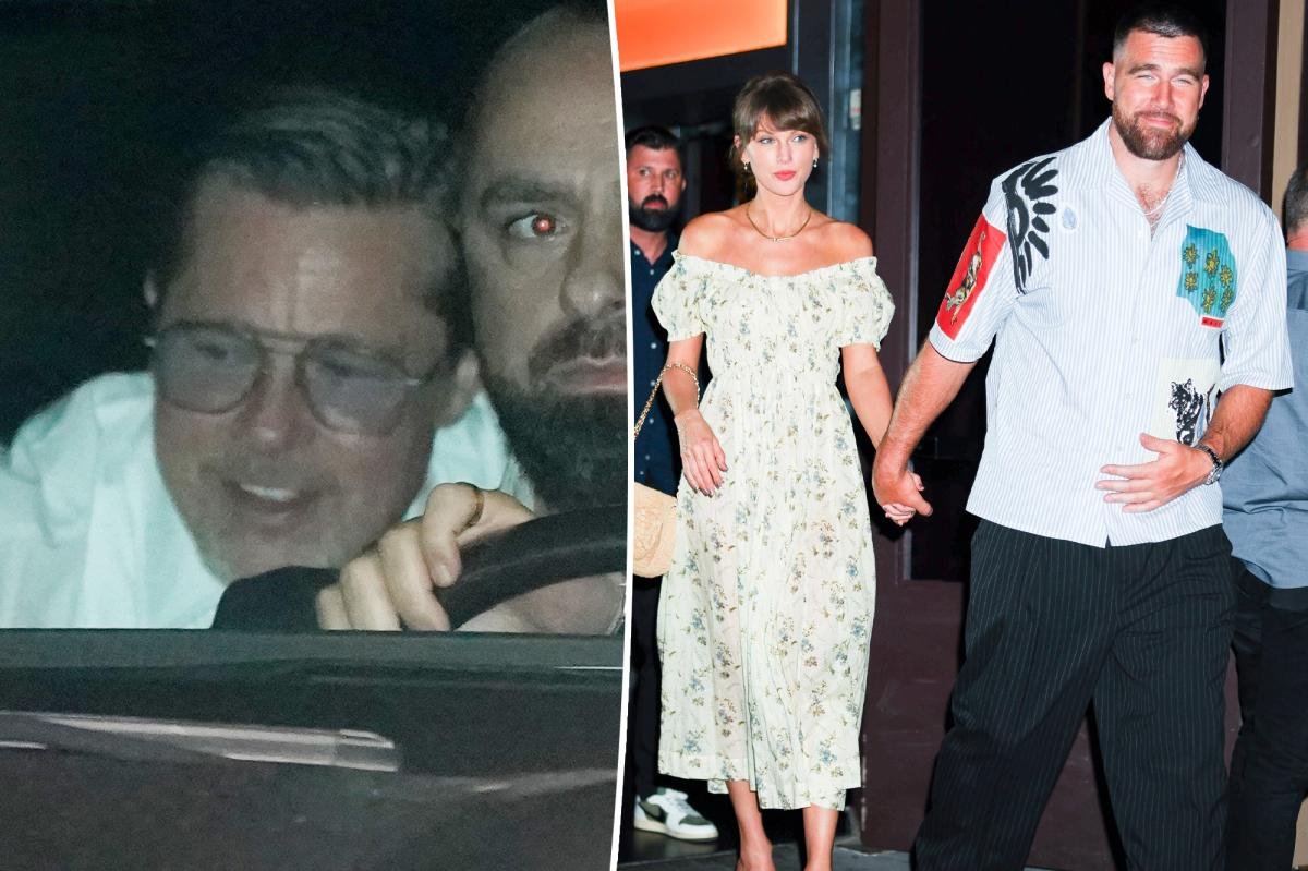 You are currently viewing Brad Pitt spotted drinking at Taylor Swift and Travis Kelce’s wedding in July before publicly admitting he is off the wagon