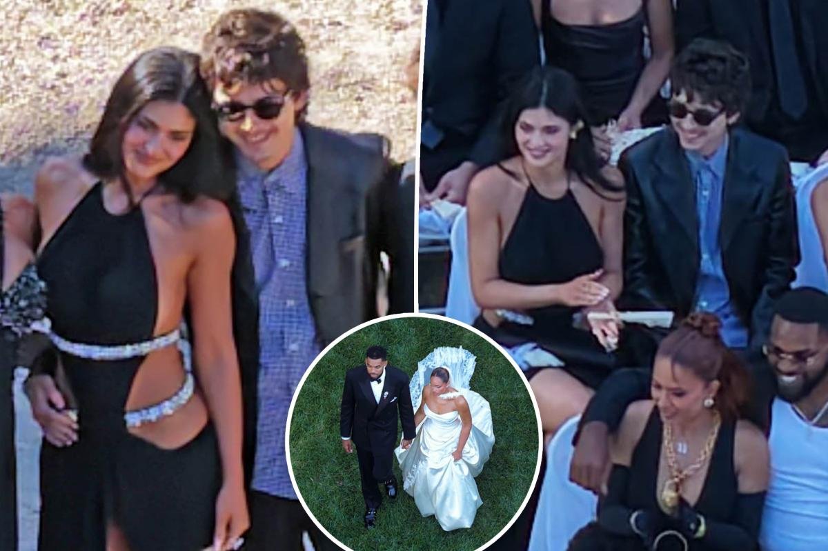 You are currently viewing Kylie Jenner dares to bare at Jordyn Woods’ wedding in cutout dress with sky-high slit