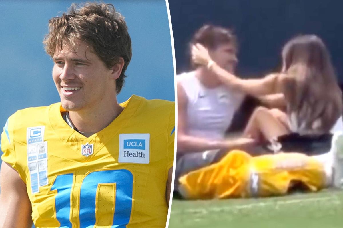 You are currently viewing Justin Herbert, Madison Beer pack on the PDA during Chargers’ joint practice with 49ers