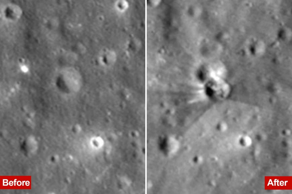 Read more about the article Before-and-after NASA images show crater carved by SpaceX rocket that slammed into the moon