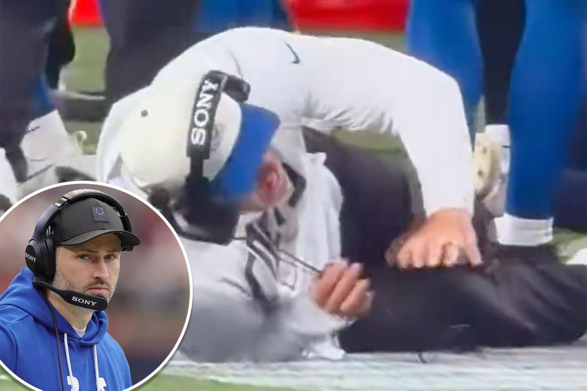 Read more about the article Colts coach gets knocked down by own player in painful sideline moment