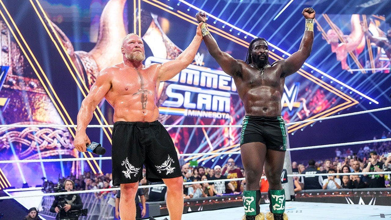 Read more about the article SummerSlam results: Oba Femi pins Brock Lesnar in a Hell in a Cell match