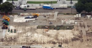 Read more about the article Trump blames vandals for damaged grass in the spot where he held his big July 4 celebration