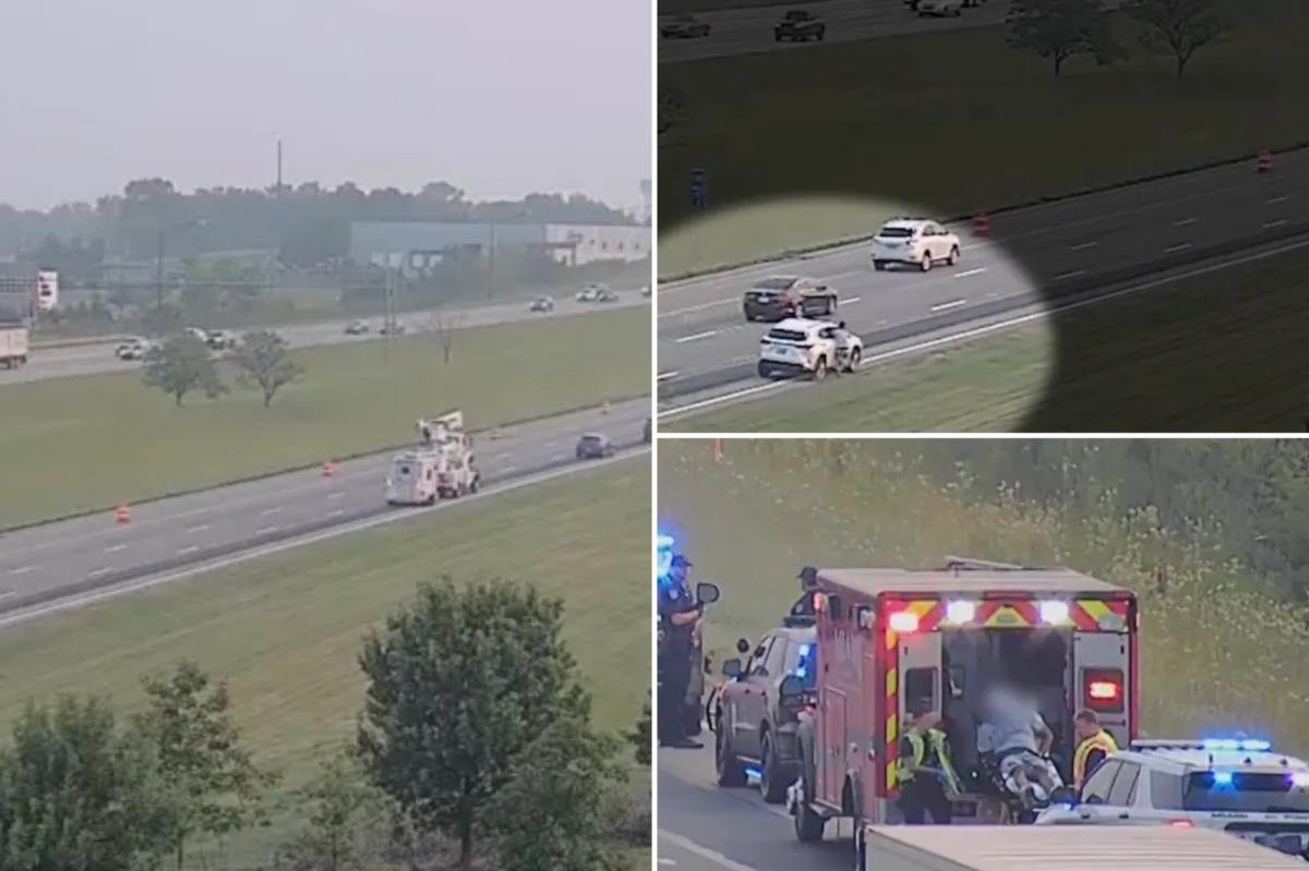 You are currently viewing Suspect tries to evade Ohio cops by diving onto woman’s car while she’s zooming down the interstate: video