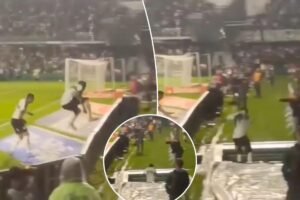 Read more about the article Brazilian soccer player leaves game after leaping over barricade into tunnel celebrating goal that did not count in wild scene