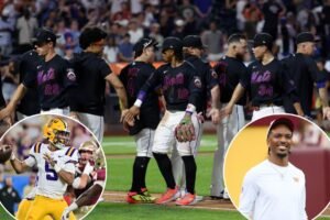 Read more about the article Mets throw hilarious shade at Commanders’ Jayden Daniels over LSU number controversy