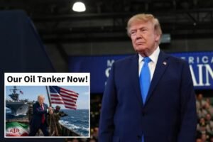 Read more about the article Trump posts AI image of himself seizing Iranian-flagged tanker â as tension escalates in Strait of Hormuz