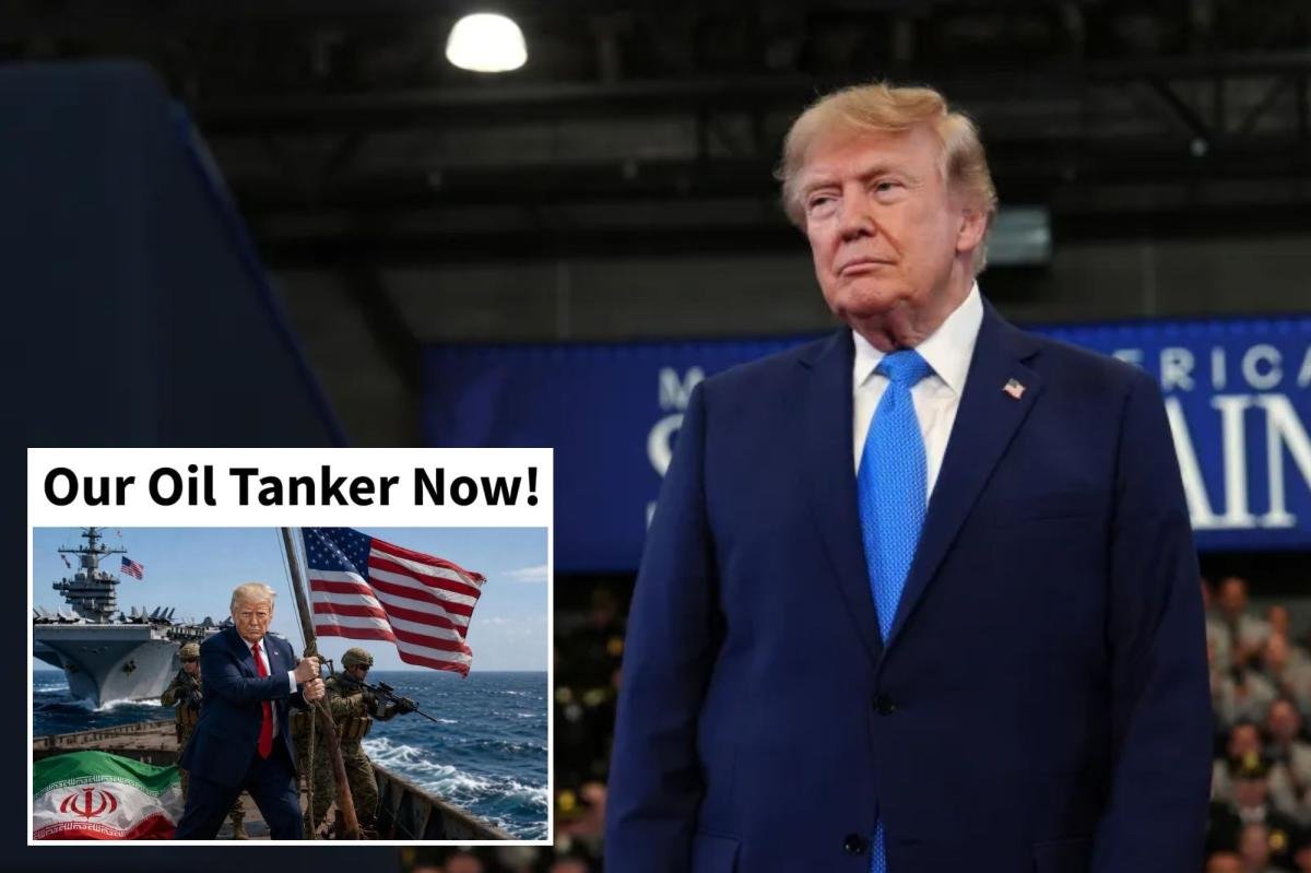 You are currently viewing Trump posts AI image of himself seizing Iranian-flagged tanker â as tension escalates in Strait of Hormuz