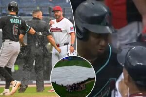 Read more about the article Benches clear during Guardians-Diamondbacks rain delay in bizarre scene after perfect game drama