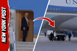 Read more about the article Watch the moment Trump reportedly snuck off Air Force One in catering truck (Video)